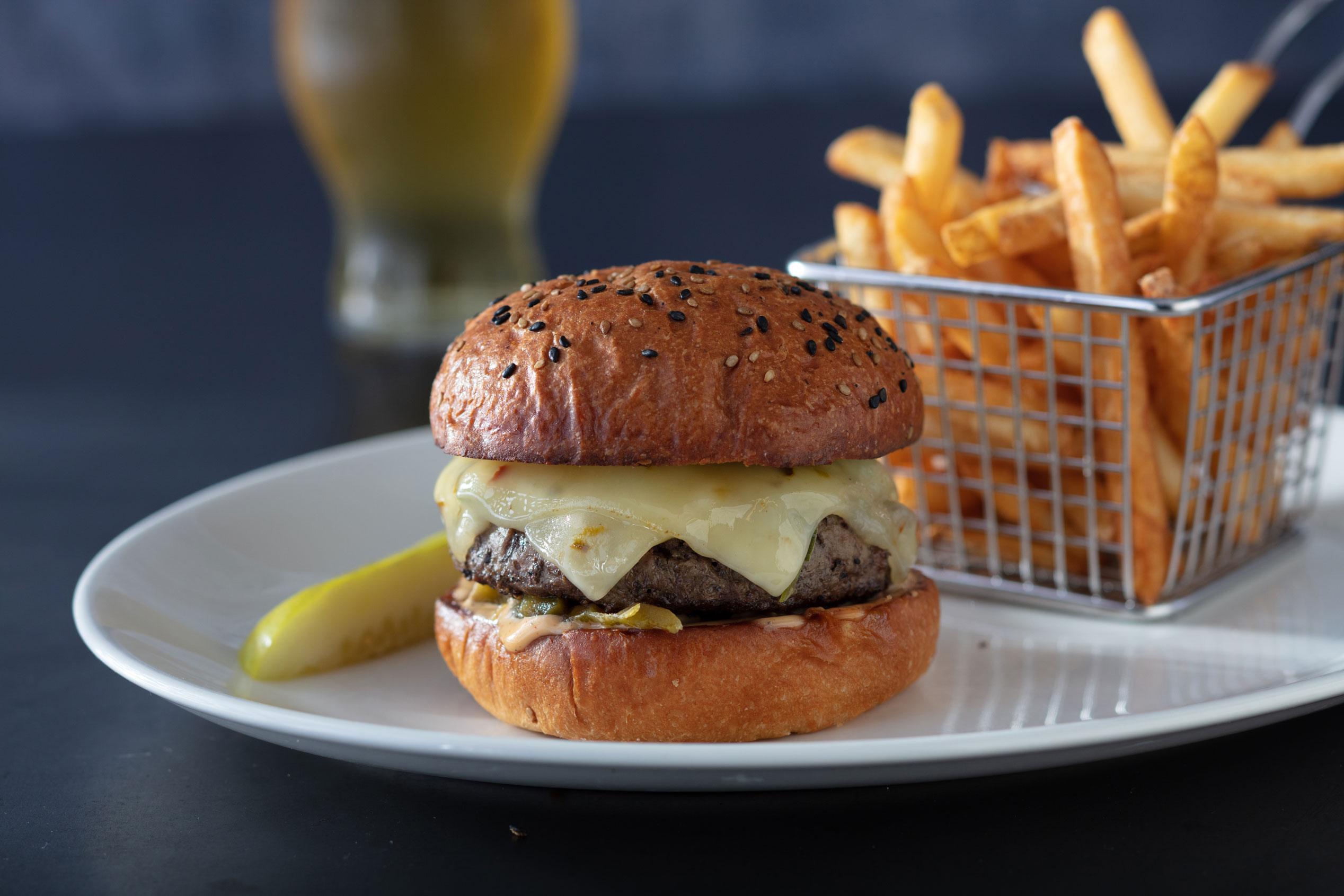 Pair our House Hazy with the Two Pepper Jack Burger from Yard House.