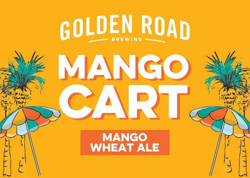 Enjoy the iconic Golden Road Mango Cart wheal ale.