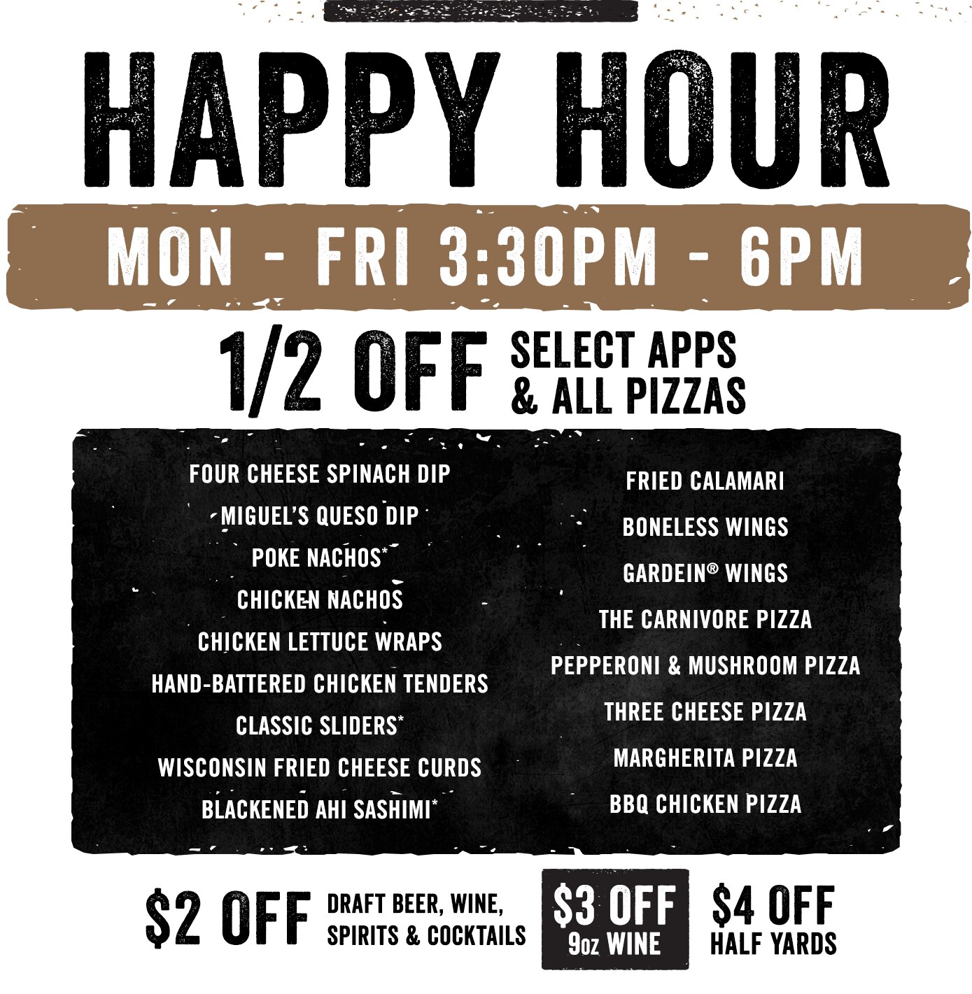 Late Night Happy Hour Menu Offerings Yard House Restaurant